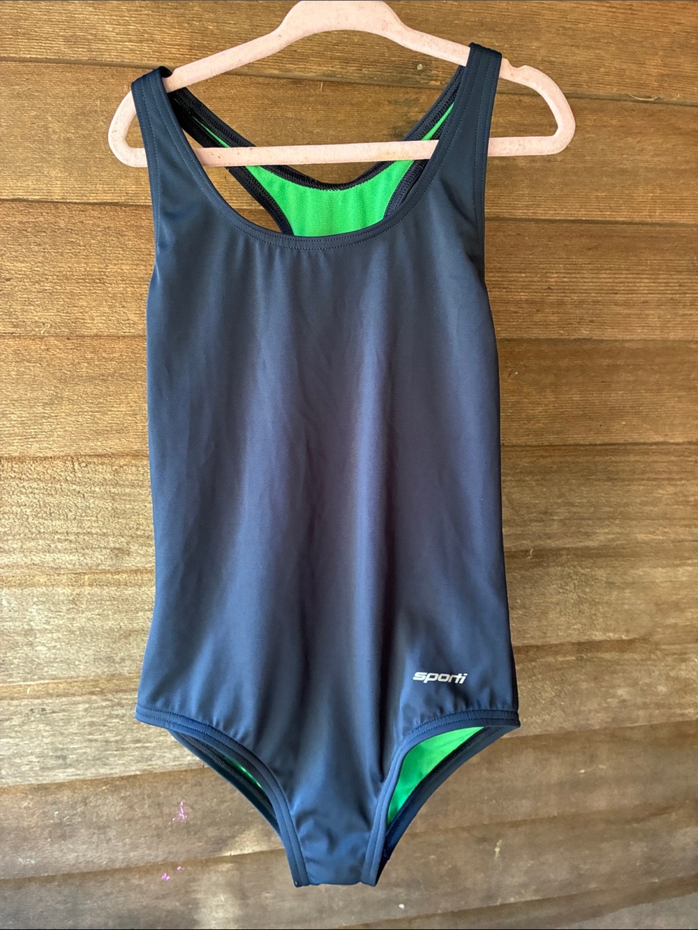 Sporti Girls' Navy & Green One-Piece Swimsuit